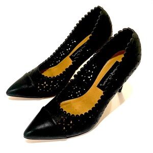 David Aaron Black Heels with Cutout Detail - New